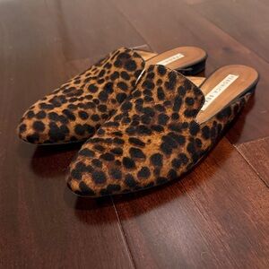 Veronica Beard Leopard Print Calf Hair Loafers Size 37